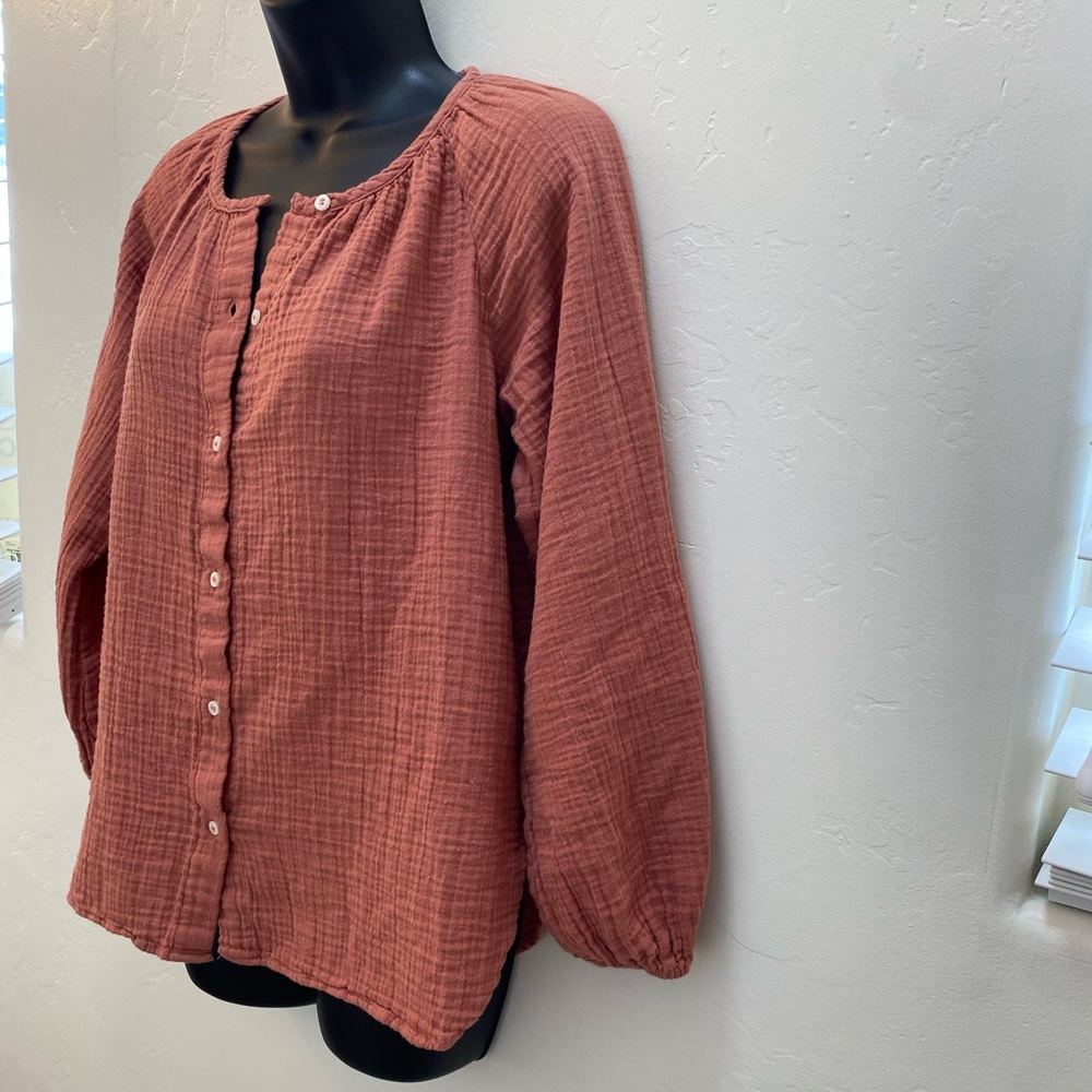 Gap Button Front Balloon Sleeve Blouse Size XS - Picture 2 of 8
